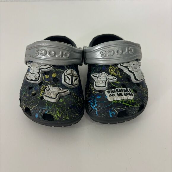 Star Wars x Crocs Black with Silver Clog Shoes Baby Size 4 - Picture 3 of 7